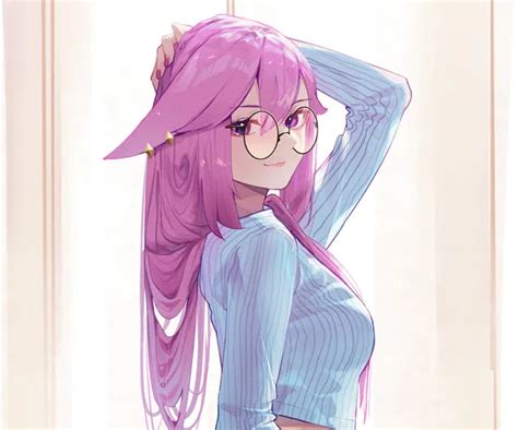 Yae Miko Anime Girl Pink Hair Glasses Side Pose 2k Wallpaper Download