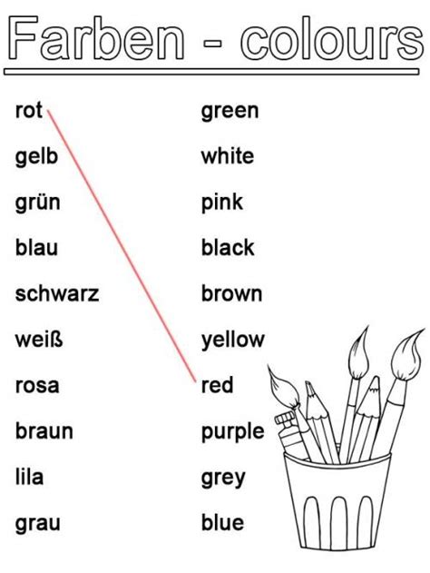 Probe mit lösung zum ausdrucken für englisch in der mittelschule 5. Kostenlose Malvorlage Englisch lernen: Farben zum Ausmalen
