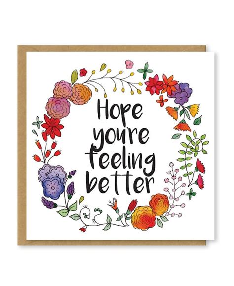 Items Similar To Hope You Re Feeling Better Card Get Well Soon Get