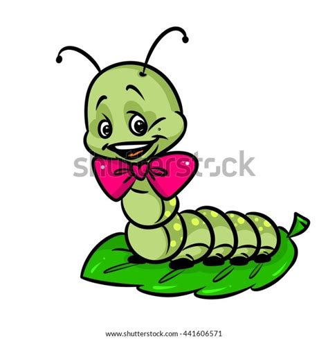 Little Green Caterpillar Cartoon Illustration Isolated 스톡 일러스트