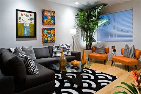 Orange And Black Interiors Living Rooms Bedrooms And