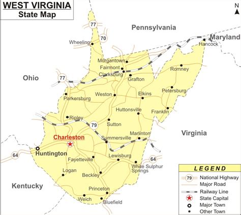 Map Of West Virginia With Cities And Towns
