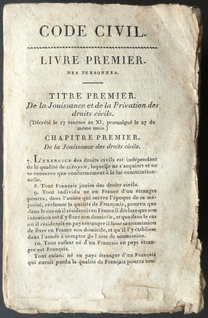 Code Civil des Français, dans une seule série de numéro, conformément à