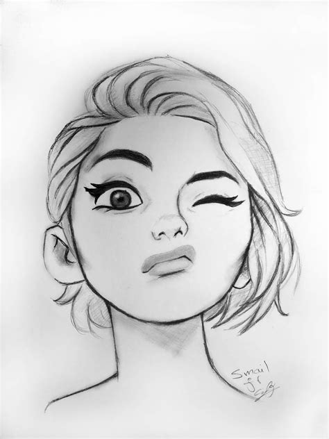 Pencil Drawing Of Cartoon Girl