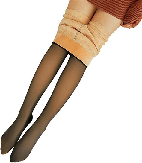 Mayouth Fake Sheer Tights Translucent Warm Fleece Slim And Stretchy For Women In Winter