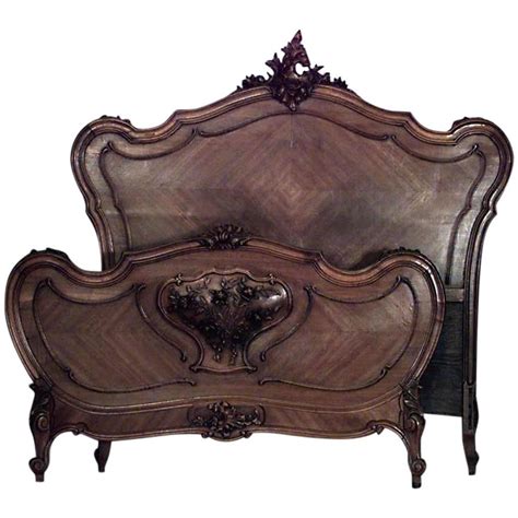 Antique French Louis Xv Style Bed Carved Walnut Parisian European Size