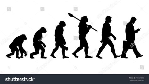 Theory Evolution Man Silhouette Human Development Stock Vector Royalty
