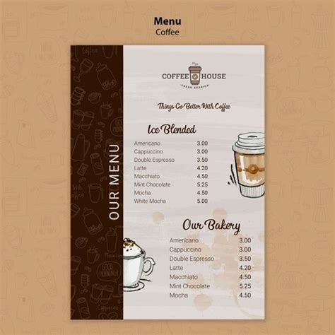 Free Psd Coffee Shop Menu Template With Hand Drawn Elements Coffee