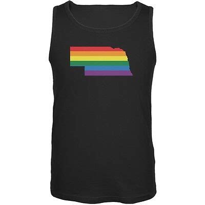 Nebraska Lgbt Gay Pride Rainbow Black Adult Tank Top Ebay