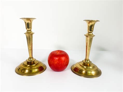 Pair Vintage Brass Candlesticks Matching Set Of 2 Of Brass Candle