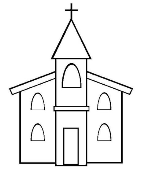 Iglesia Fácil Para Colorear Imprimir E Dibujar Coloringonlycom