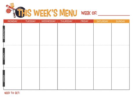 Free Printable Weekly Meal Planner Not Quite Susie Weekly Planner 7