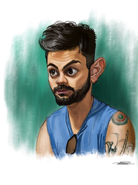Virat Kohli Funny Sketches Digital Painting Portrait Caricature