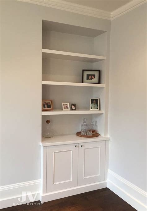 Alcove Traditional Cabinet And Floating Shelves Built In Shelves