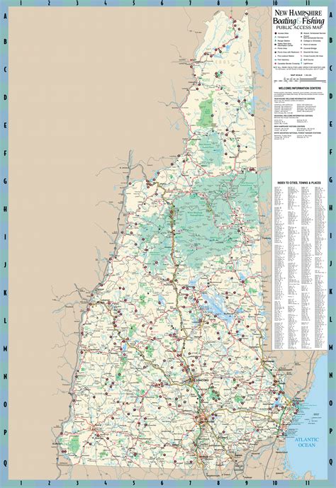Large Detailed Boating And Fishing Public Access Map Of New Hampshire