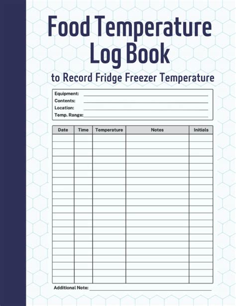 Food Temperature Log Book To Record Fridge Freezer Temperature Daily