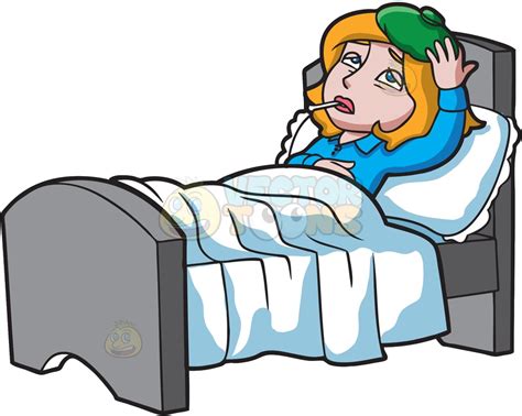 Cartoon Picture Of Sick Person In Bed 