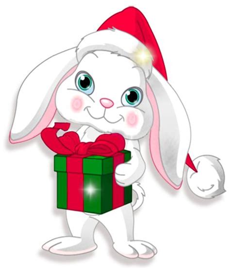 Transparent Christmas Bunny With T Clipart Christmas Bunny