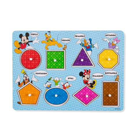 Melissa And Doug Disney Mickey Mouse Shapes And Colors Wooden Peg Puzzle