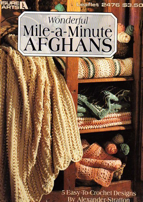 Wonderful Mile A Minute Afghans Crochet Patterns 5 Easy Etsy