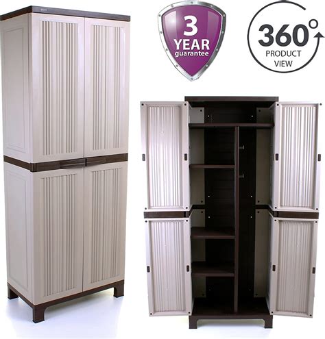 Tall Outdoor Strong Plastic Storage Utility Cabinet Garden Shed Upright