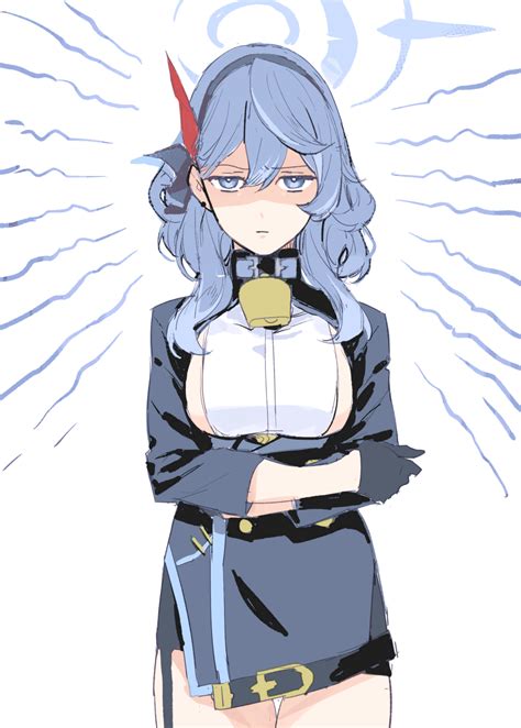Safebooru 1girl Ako Blue Archive Annoyed Arms Under Breasts