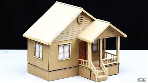 Steps In Which One Construct A Model House With Ease Howto Cardboard House Cardboard Box