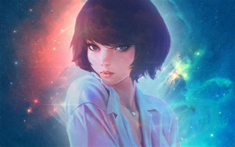 Wallpaper Illustration Anime Galaxy Short Hair Blue Ilya