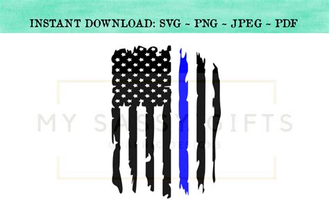 Police Officer Distressed American Flag With Thin Blue Line