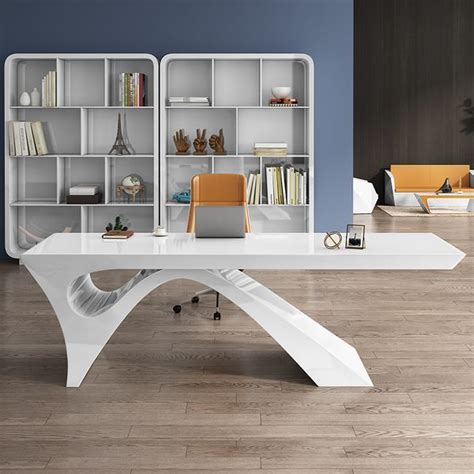 55 Modern White Computer Desk Rectangular Home Office Desk With