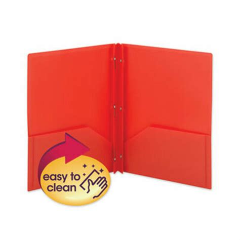 Poly Two Pocket Folder Wfasteners 11 X 8 12 Red 25box Supply Box