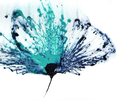 Blue Flower Painting Wall Art Abstract Teal Artwork