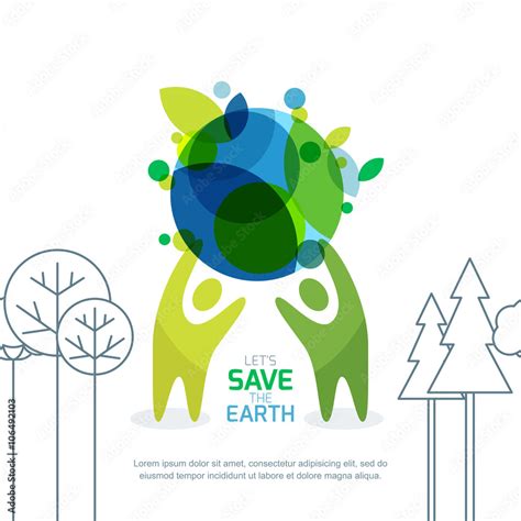 People Holding Green Earth Abstract Background For Save Earth Day