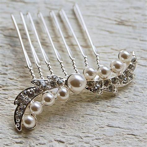 Pearl And Diamante Hair Comb By Highland Angel