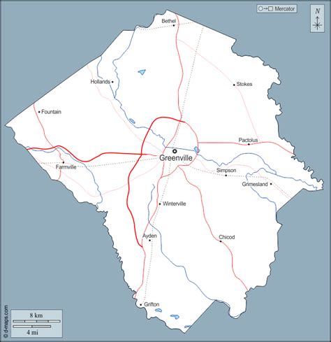 Condado De Pitt Mapa Livre Mapa Em Branco Livre Mapa Livre Do Esboço