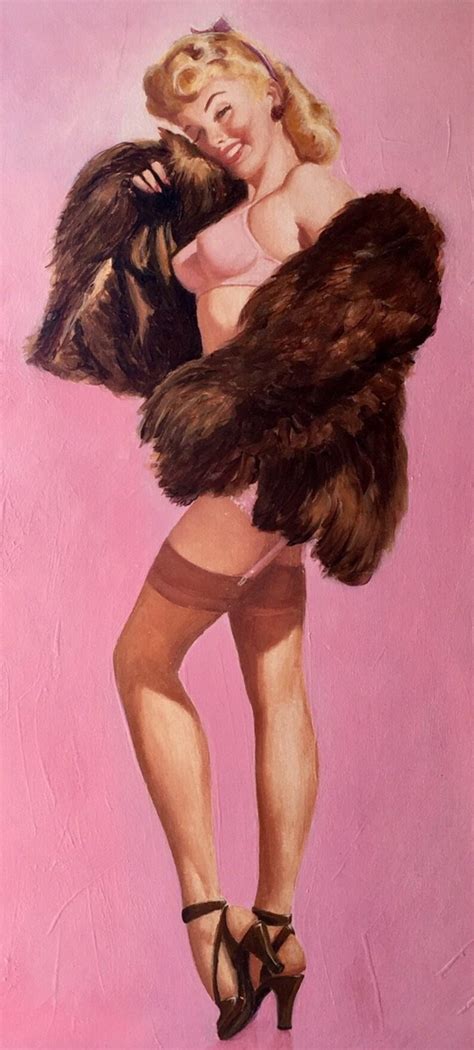 Sale Gil Elvgren In The Pink Original Painting Pin Up Lingerie Etsy