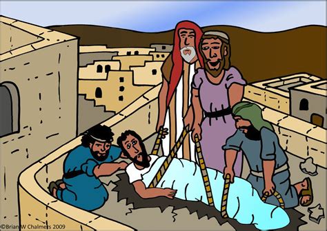 The Men Make A Hole In The Roof Jesus Heals Bible Stories For Kids