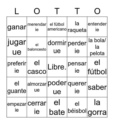 Español Lotto Bingo Card