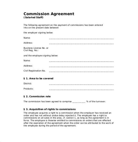 Commission Agreement Template Word Cookigemfavourits