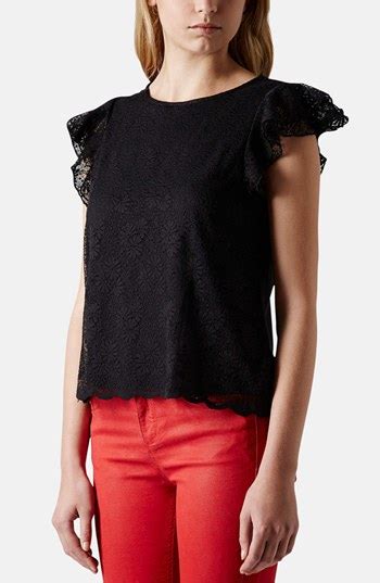 Topshop Lace Overlay Scalloped Tee Black 10 Where To Buy And How