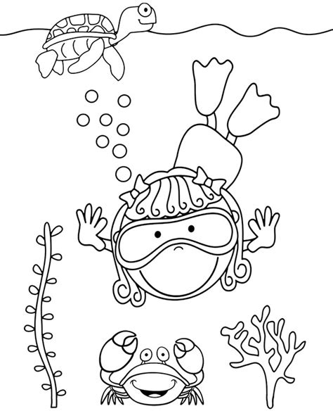 Deep Sea Diver Colouring Pages Sketch Coloring Page