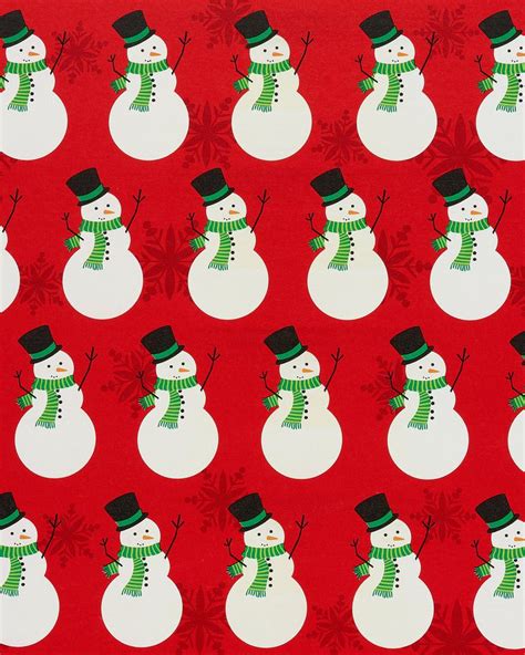 Christmas Wrapping Paper Snowmen And Flakes 45 Total Sq Ft