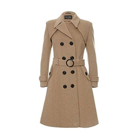 De La Creme Women`s Wool And Cashmere Winter Long Belted Coat Belted