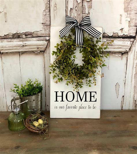 Home Sign With Wreath Home Is Our Favorite Place To Be Sign Etsy