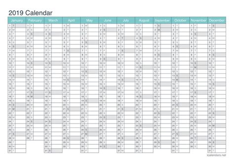 Printable Yearly Calendar With Lines