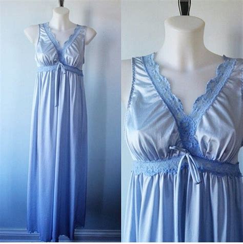 Vintage Nightgown Vintage Silver Blue Nightgown Shadowline