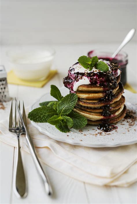 Pancakes With Jam Stock Image Image Of Plate Food Delicious 65483931