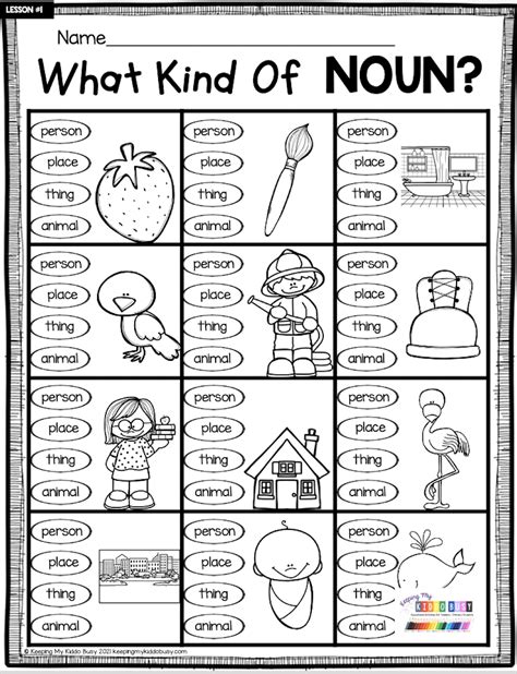 Noun Activities For Kindergarten And First Grade First Grade
