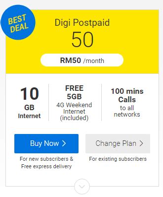 You'll also get better deals with plans above digi postpaid 60. All new Digi Postpaid: 10GB monthly quota only for RM50 ...