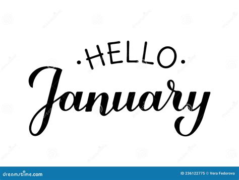 Hello January Calligraphy Hand Lettering Inspirational Winter Quote